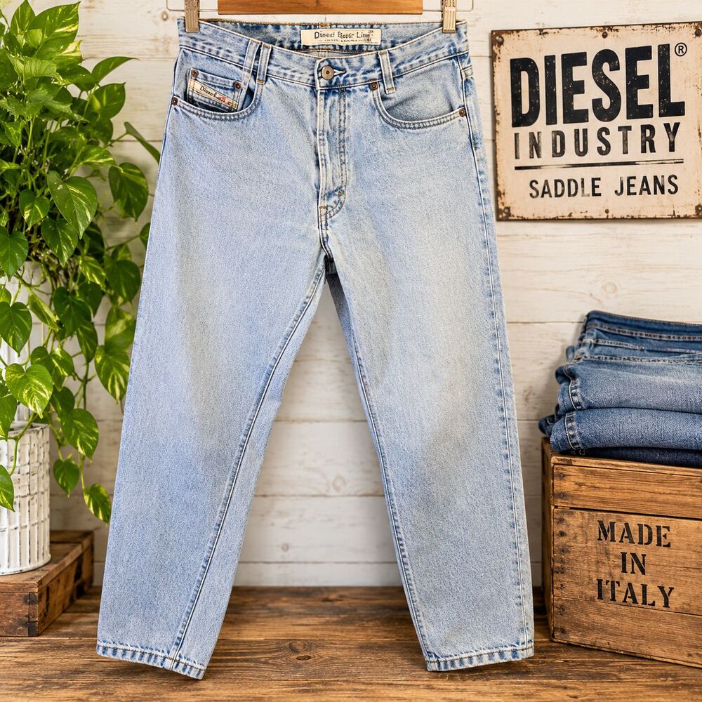 Vintage Diesel Industry Saddle Jeans Button Fly Mens 33 x 32 Distressed 90s